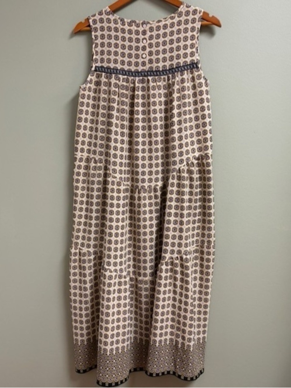 Sleeveless Cream and Brown Printed Maxi Skirt